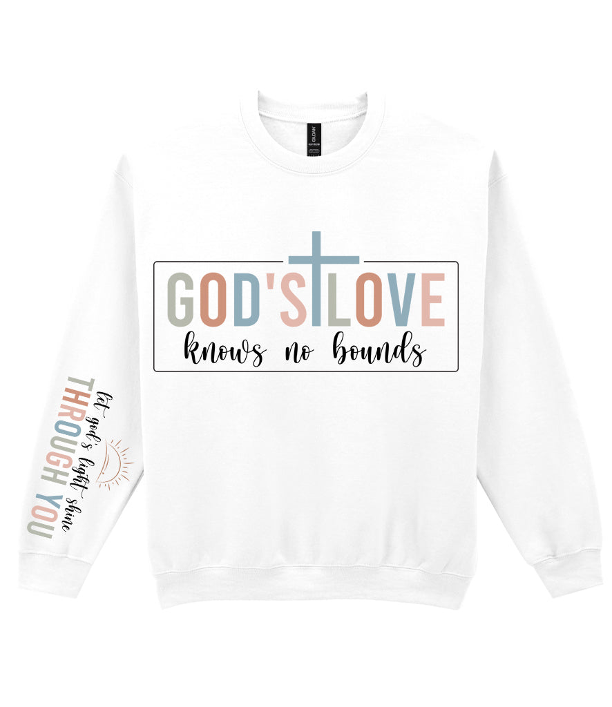 For The Love Of Jesus Sleeve Quote Sweatshirt - God's Love Knows No Bounds