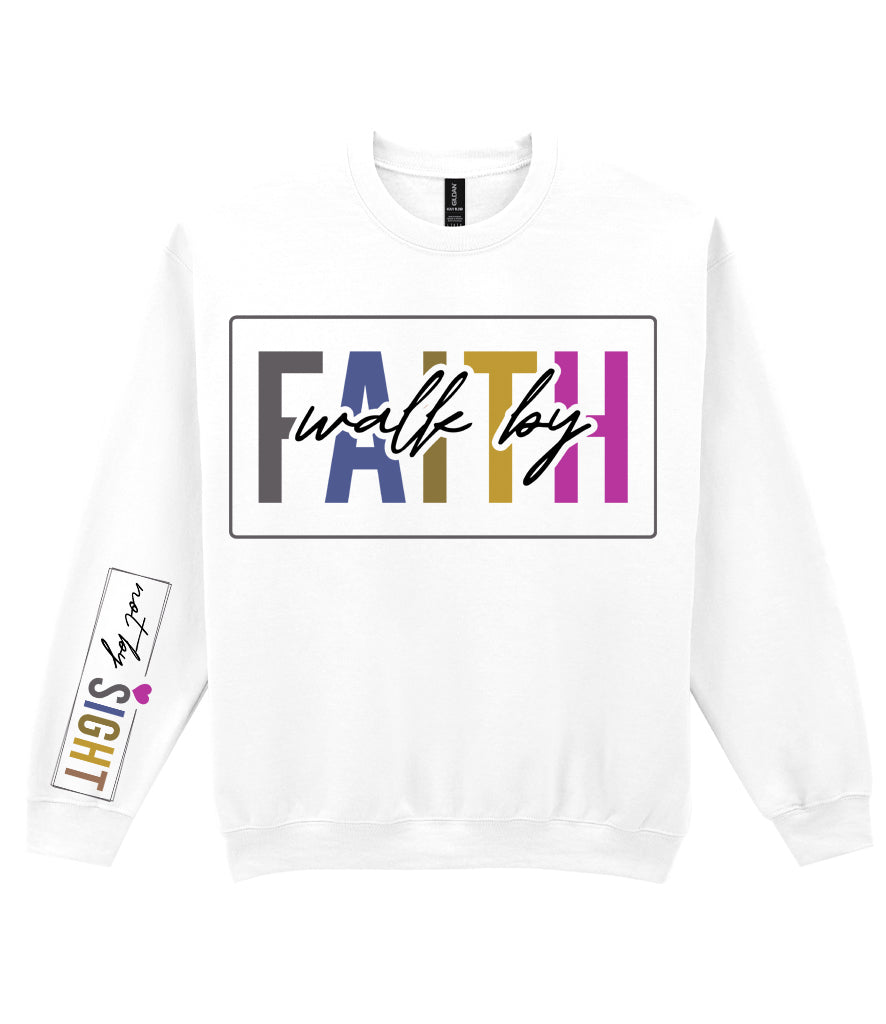 For The Love Of Jesus Sleeve Quote Sweatshirt - Walk By Faith