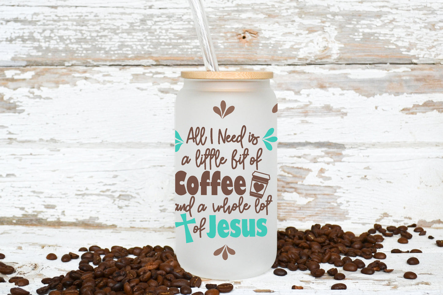 For The Love Of Jesus 16oz/475ml Frosted 'Libby' Glasses