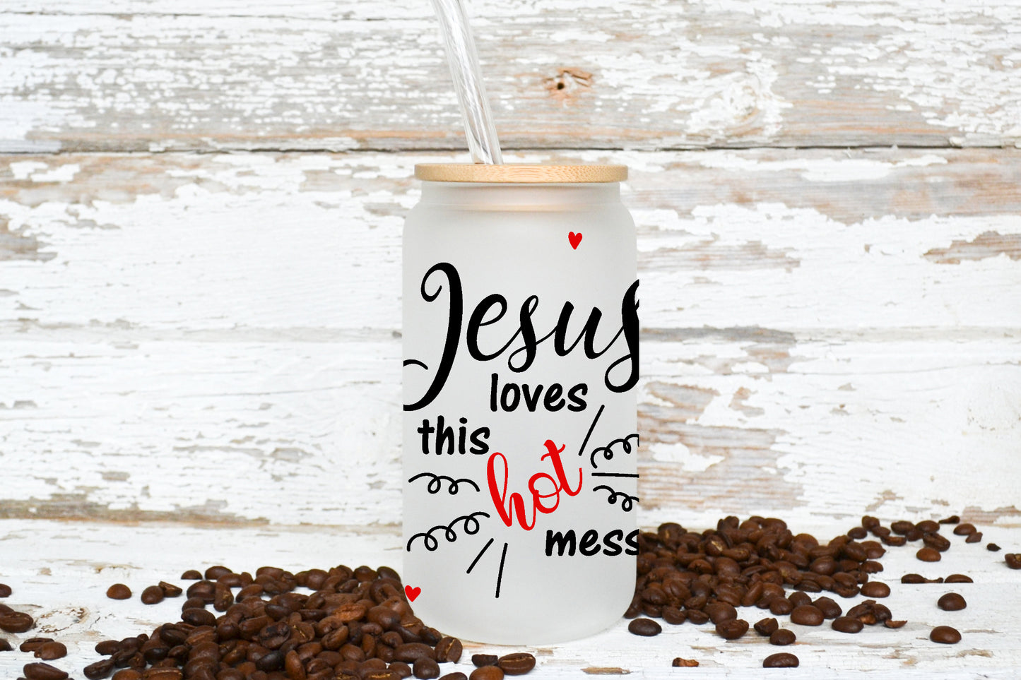 For The Love Of Jesus 16oz/475ml Frosted 'Libby' Glasses