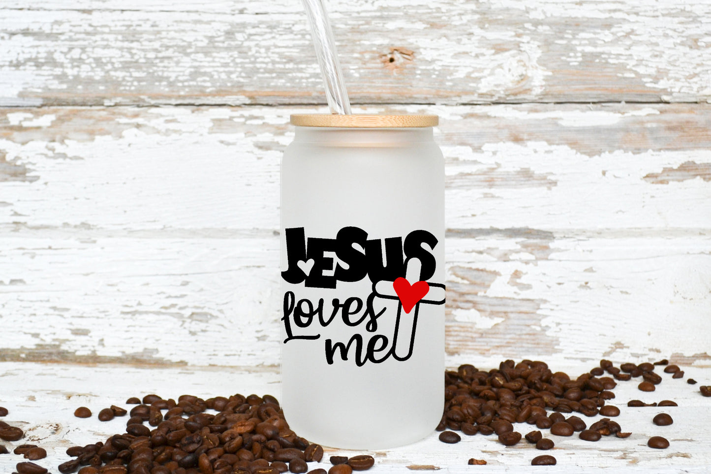 For The Love Of Jesus 16oz/475ml Frosted 'Libby' Glasses