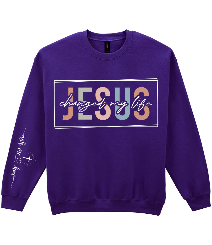 For The Love Of Jesus Sleeve Quote Sweatshirt - Jesus Changed My Life