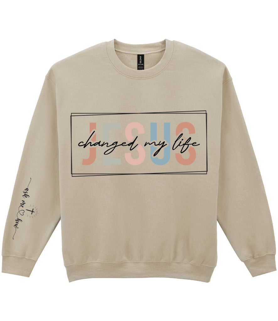 For The Love Of Jesus Sleeve Quote Sweatshirt - Jesus Changed My Life