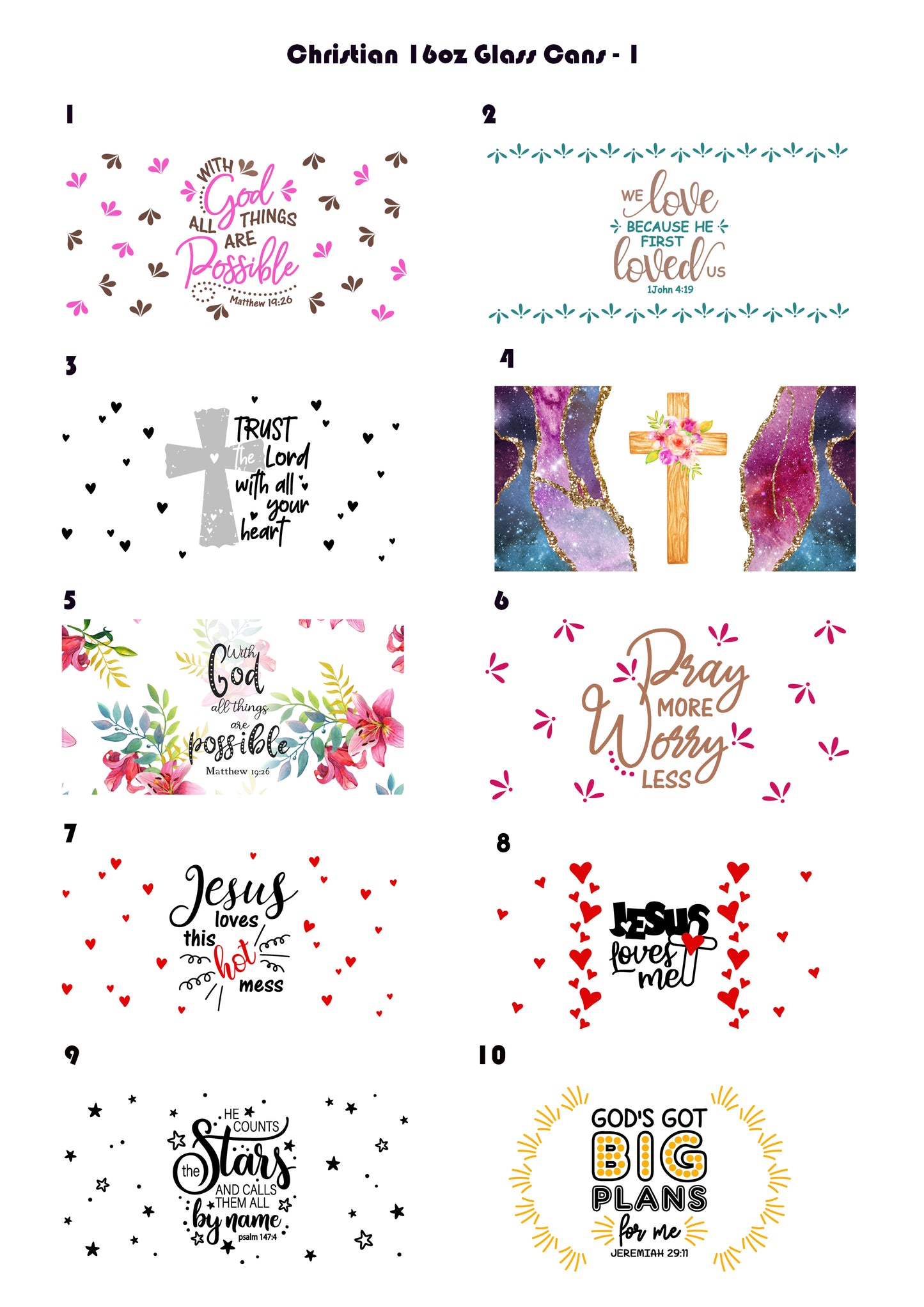 For The Love Of Jesus 16oz/475ml Frosted 'Libby' Glasses