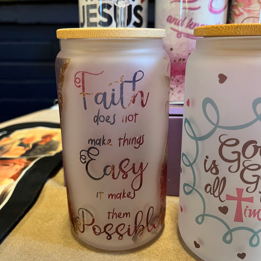 For The Love Of Jesus 16oz/475ml Frosted 'Libby' Glasses