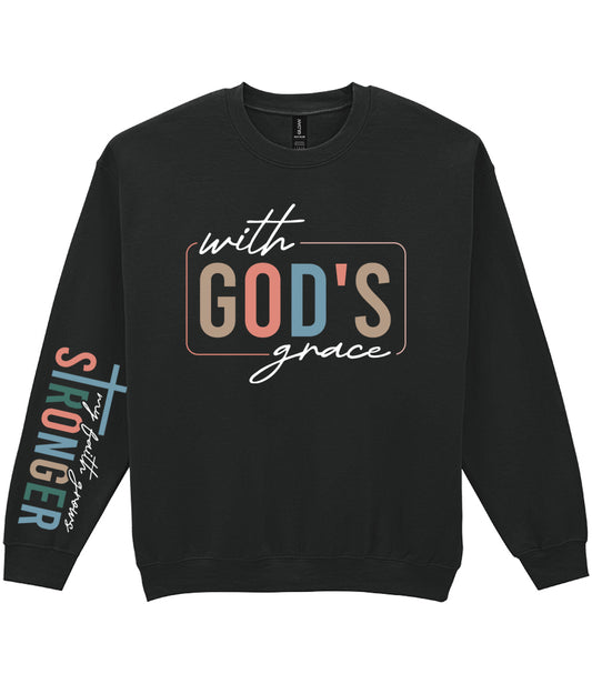 For The Love Of Jesus Sleeve Quote Sweatshirt - With God's Grace