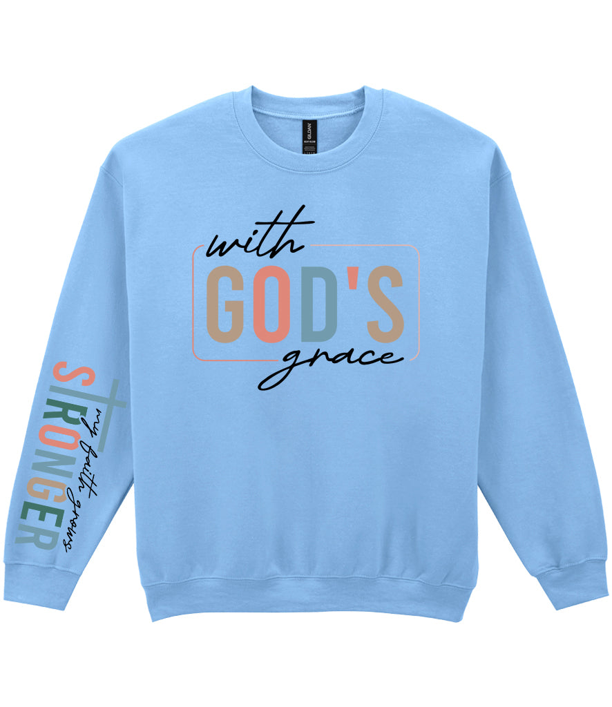 For The Love Of Jesus Sleeve Quote Sweatshirt - With God's Grace