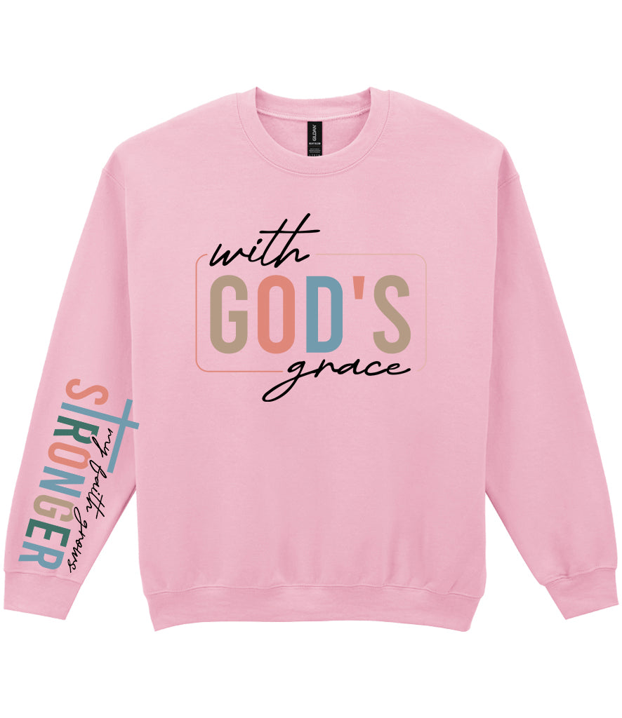 For The Love Of Jesus Sleeve Quote Sweatshirt - With God's Grace