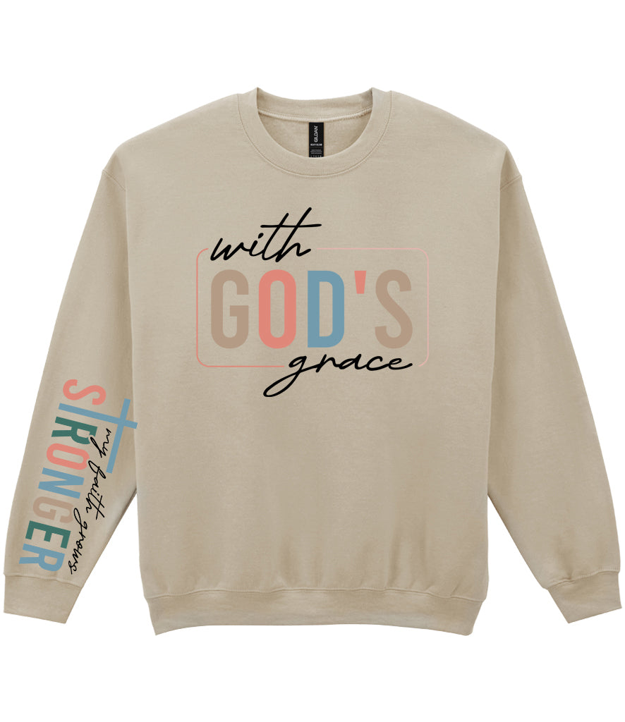 For The Love Of Jesus Sleeve Quote Sweatshirt - With God's Grace