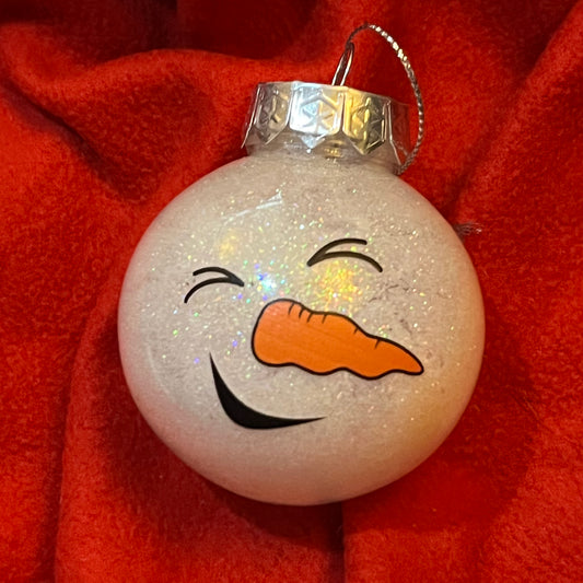 Glitter Bauble - Round Snowman Face