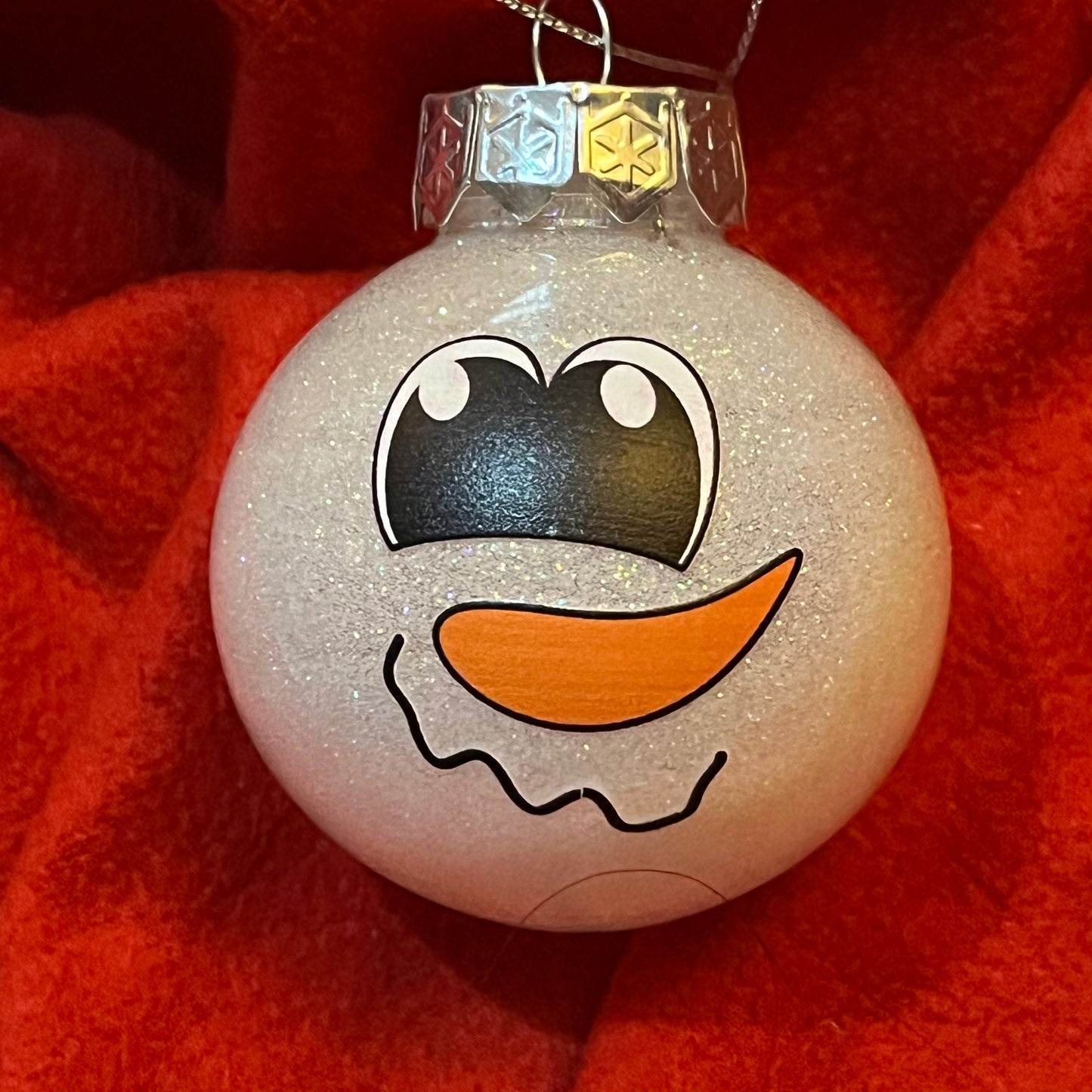 Glitter Bauble - Round Snowman Face