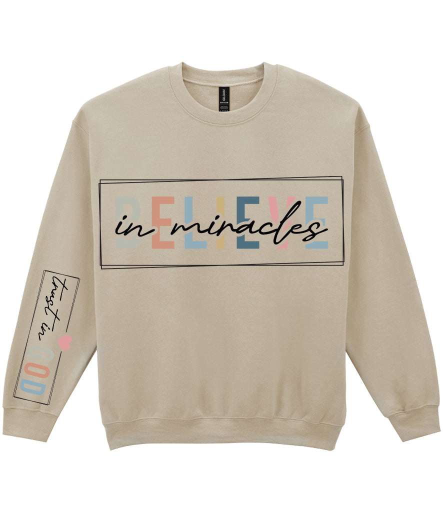 For The Love Of Jesus Sleeve Quote Sweatshirt - Believe In Miracles