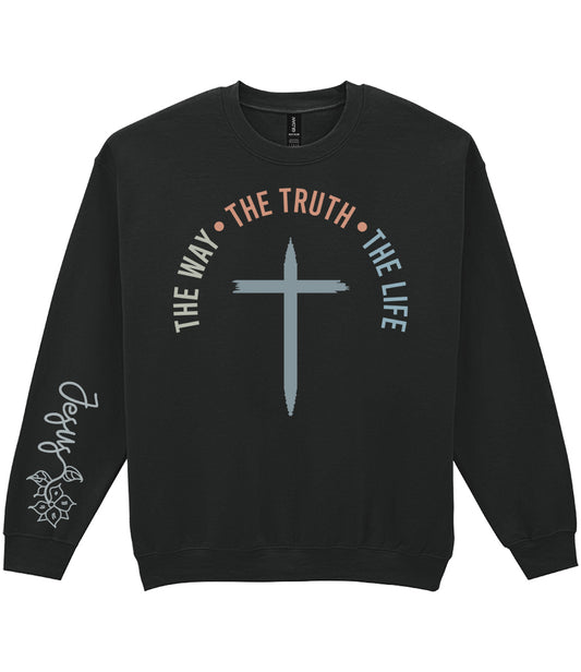 For The Love Of Jesus Sleeve Quote Sweatshirt - The Way The Truth