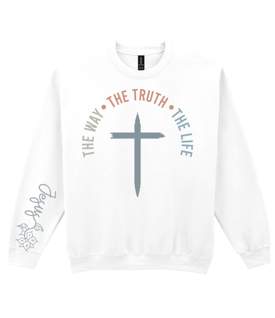 For The Love Of Jesus Sleeve Quote Sweatshirt - The Way The Truth