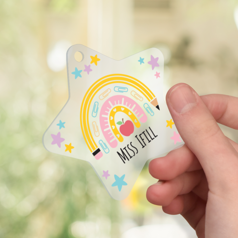 Teacher Keyrings - Star Shaped 6cm