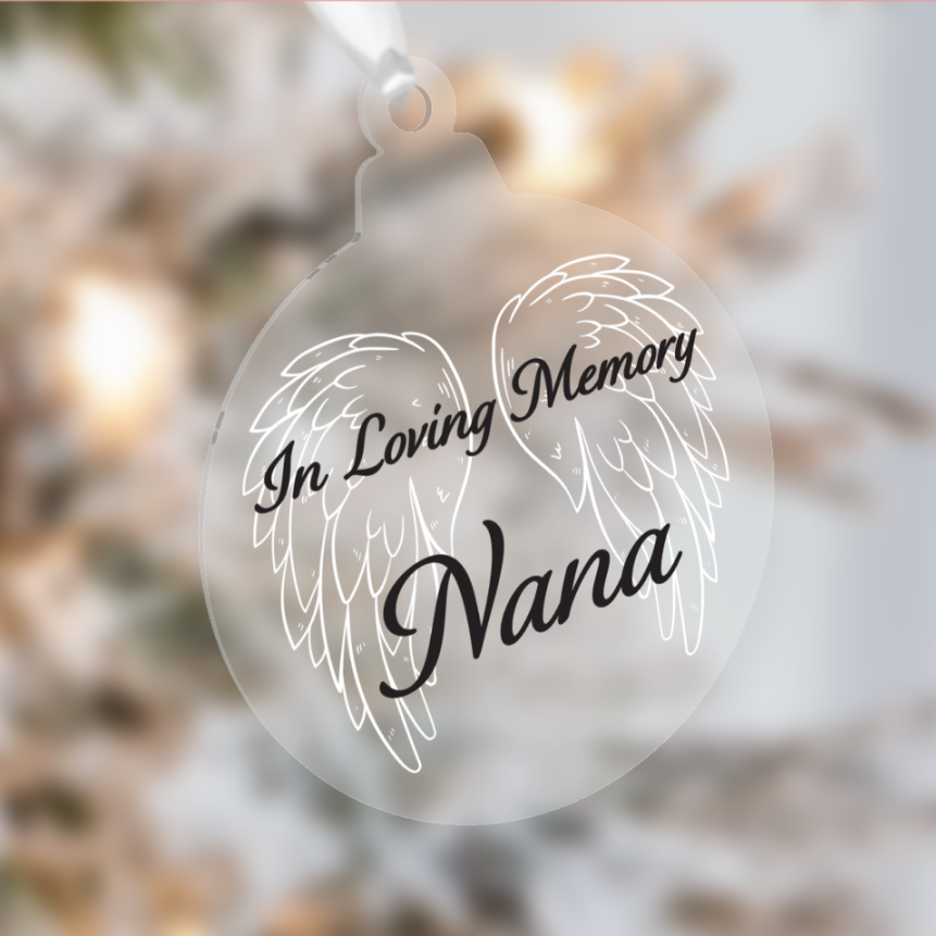 10cm Memorial Christmas Tree Decorations - In Loving Memory Angel Wings