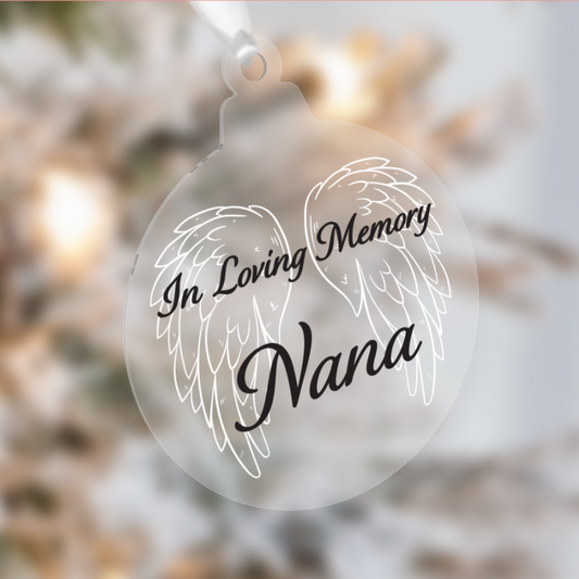 10cm Memorial Christmas Tree Decorations - In Loving Memory Angel Wings