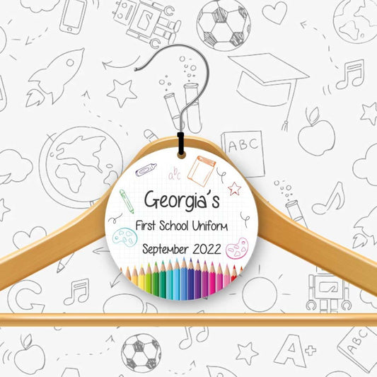 Personalised First School Uniform Hanger Disc