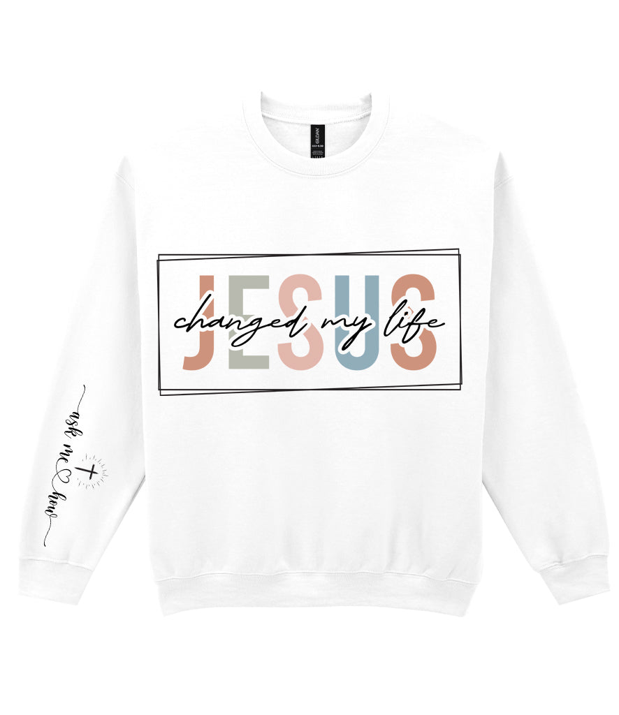 For The Love Of Jesus Sleeve Quote Sweatshirt - Jesus Changed My Life