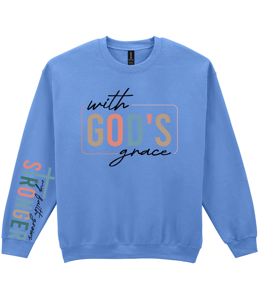 For The Love Of Jesus Sleeve Quote Sweatshirt - With God's Grace