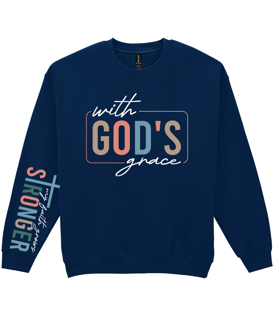 For The Love Of Jesus Sleeve Quote Sweatshirt - With God's Grace