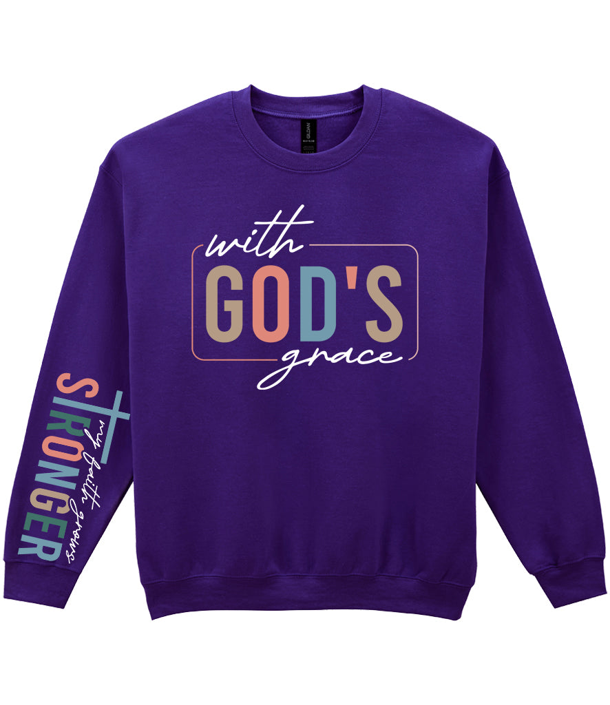 For The Love Of Jesus Sleeve Quote Sweatshirt - With God's Grace