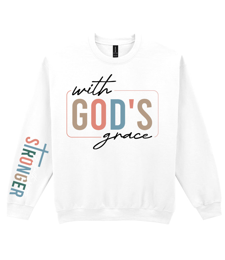 For The Love Of Jesus Sleeve Quote Sweatshirt - With God's Grace