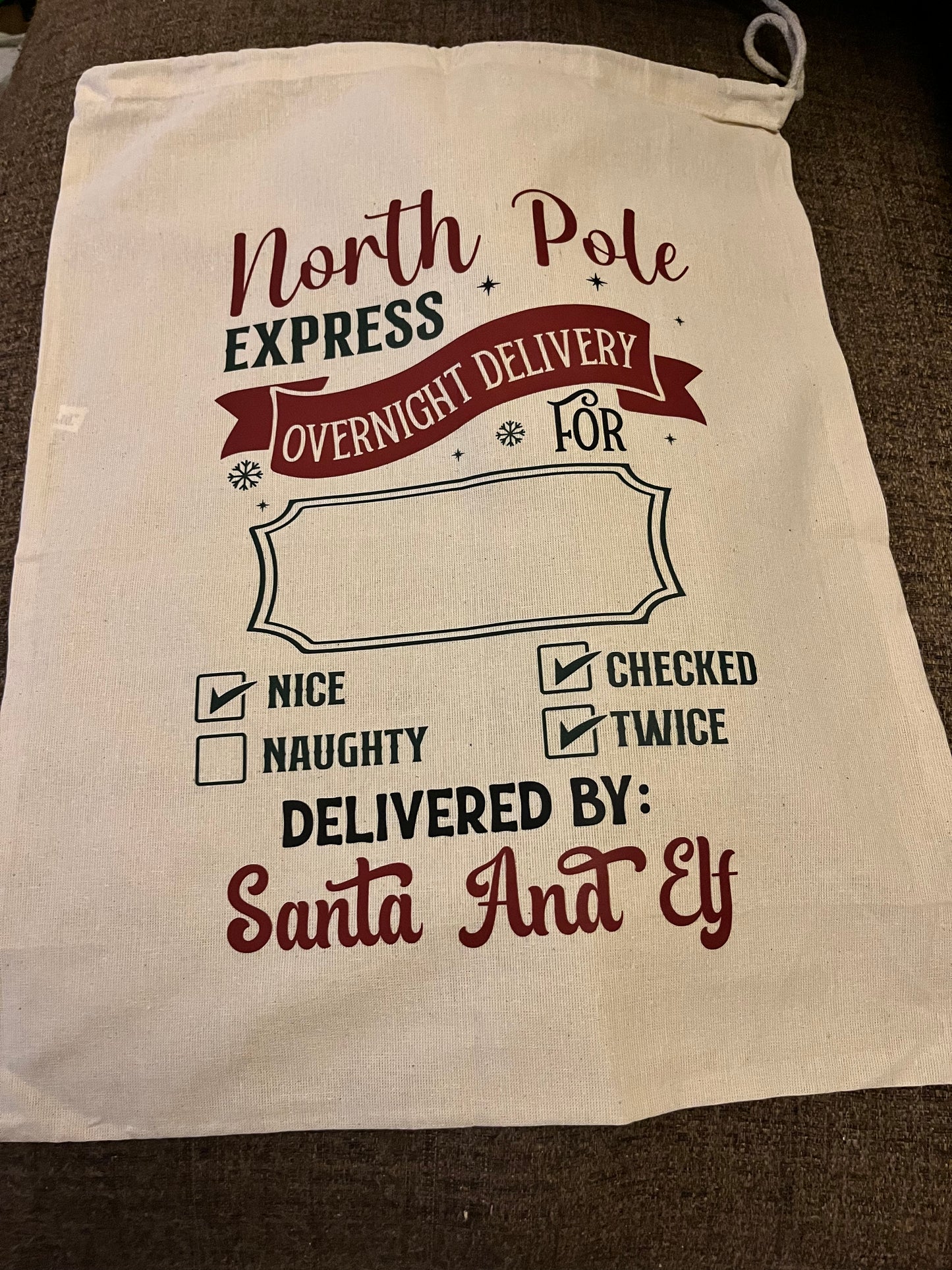 Personalised Drawstring Santa Sack