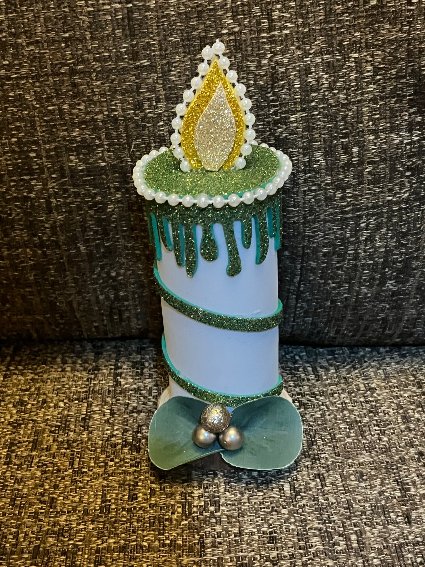 Candle On Wood Slice Decoration