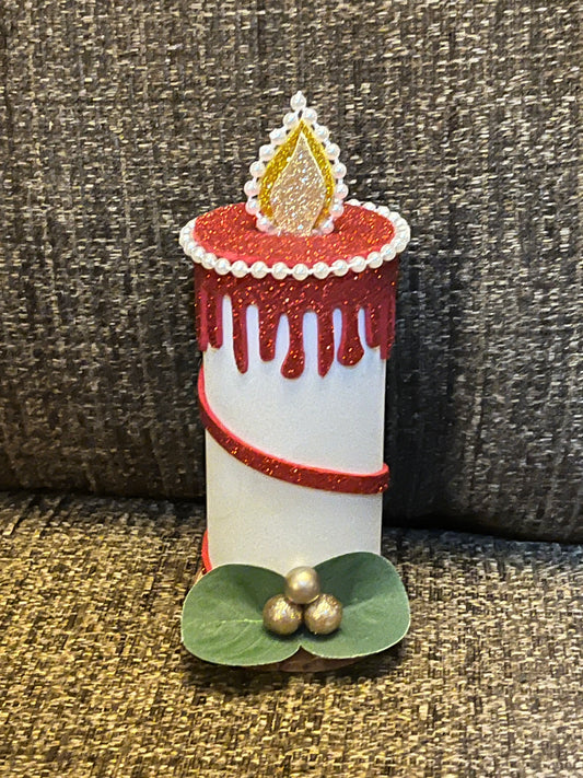 Candle On Wood Slice Decoration