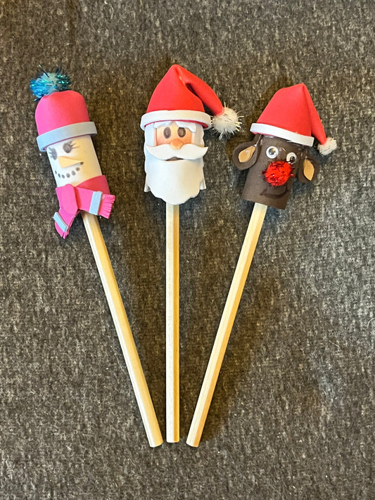 Rolled Christmas Character Pen & Pencil Toppers