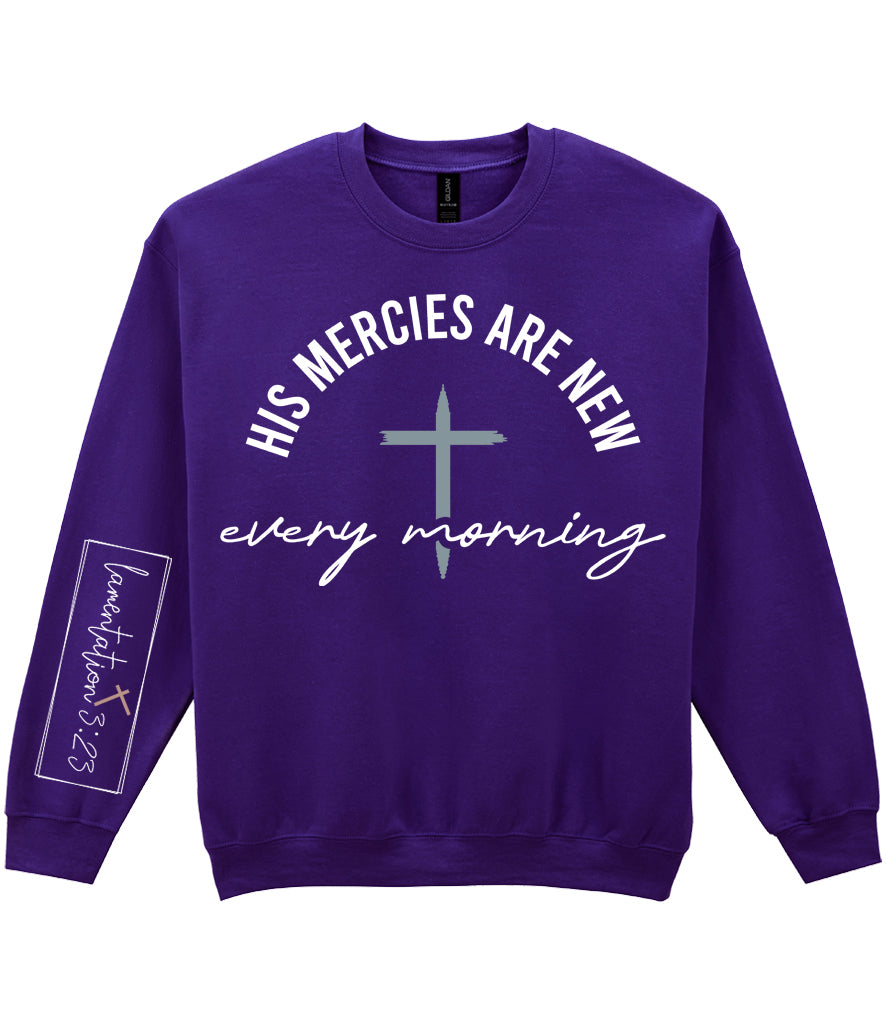 For The Love Of Jesus Sleeve Quote Sweatshirt - His Mercies Are New