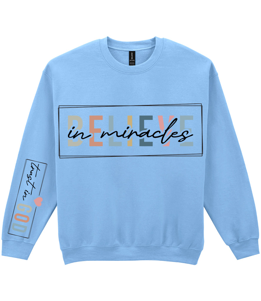 For The Love Of Jesus Sleeve Quote Sweatshirt - Believe In Miracles