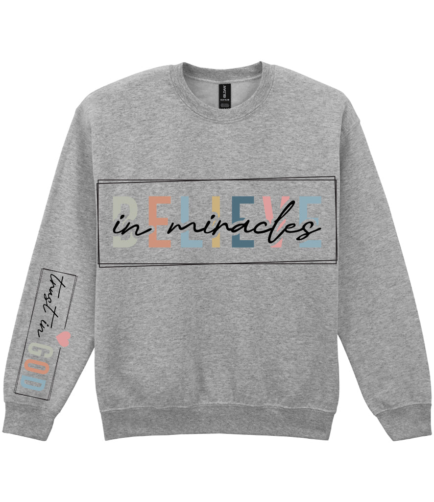 For The Love Of Jesus Sleeve Quote Sweatshirt - Believe In Miracles