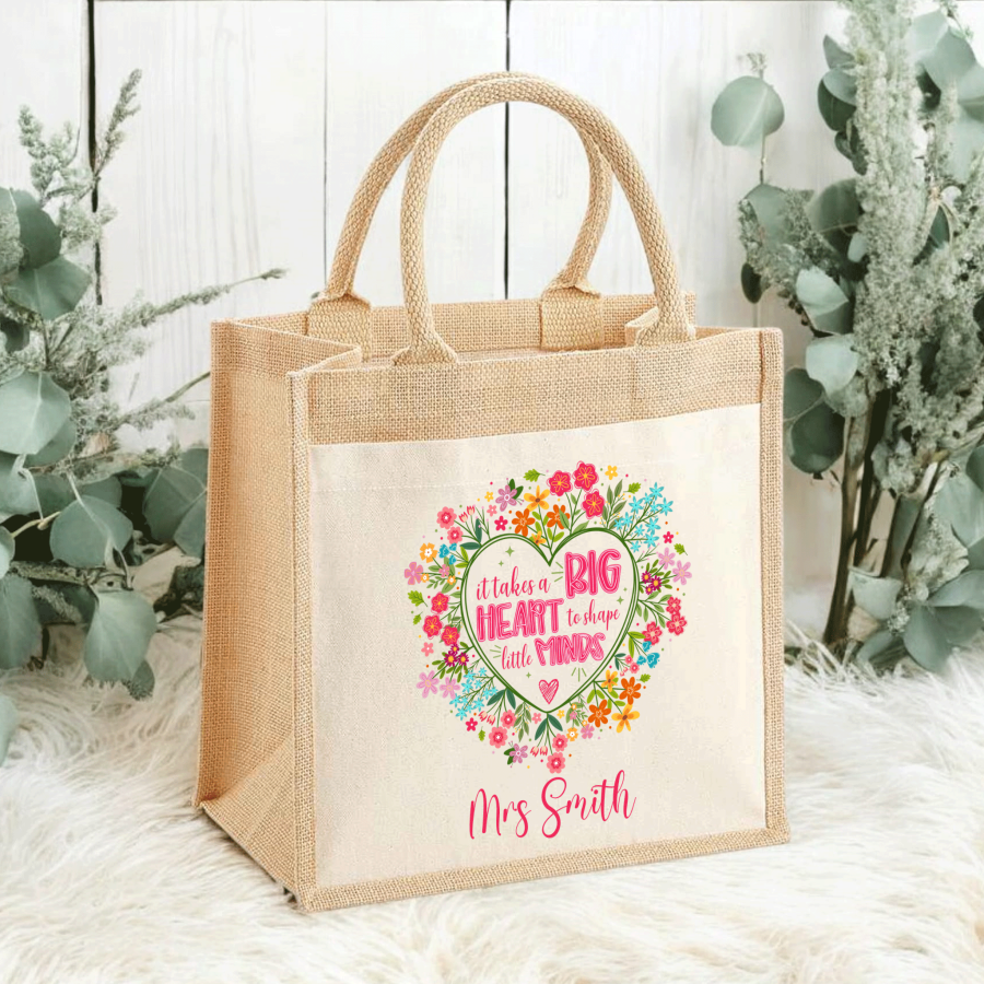 Teacher Jute Midi Tote Bags